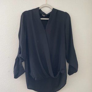 Pleione Black Wrap Blouse Sz M